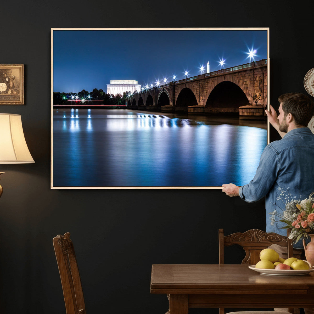 Washington DC Wall Art Canvas Print – Lincoln Memorial Night