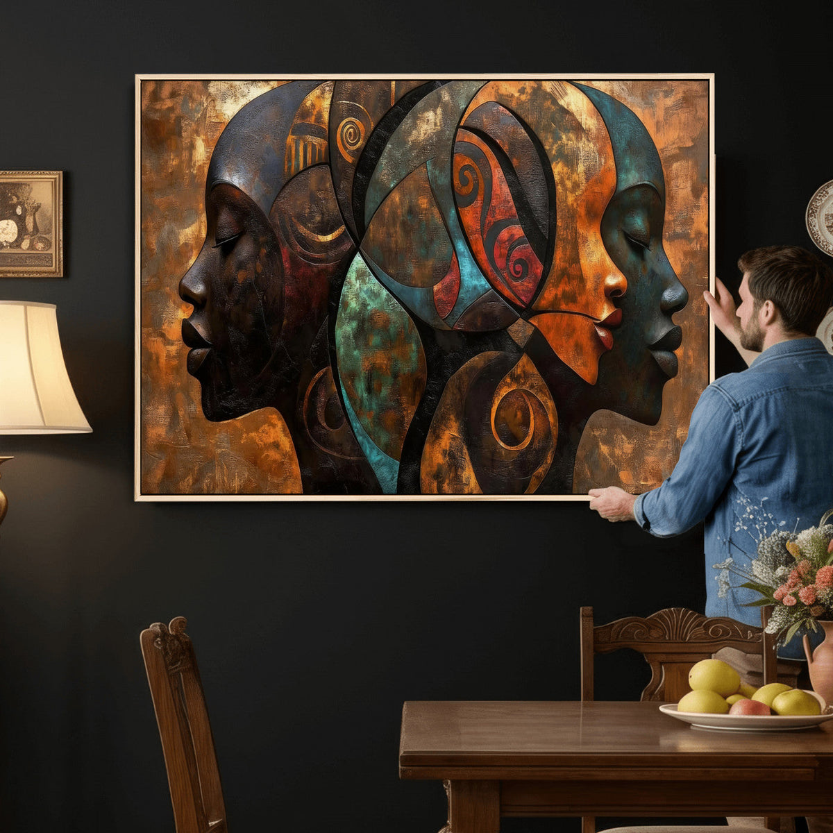 Abstract Afro American Women Wall Art Canvas Print