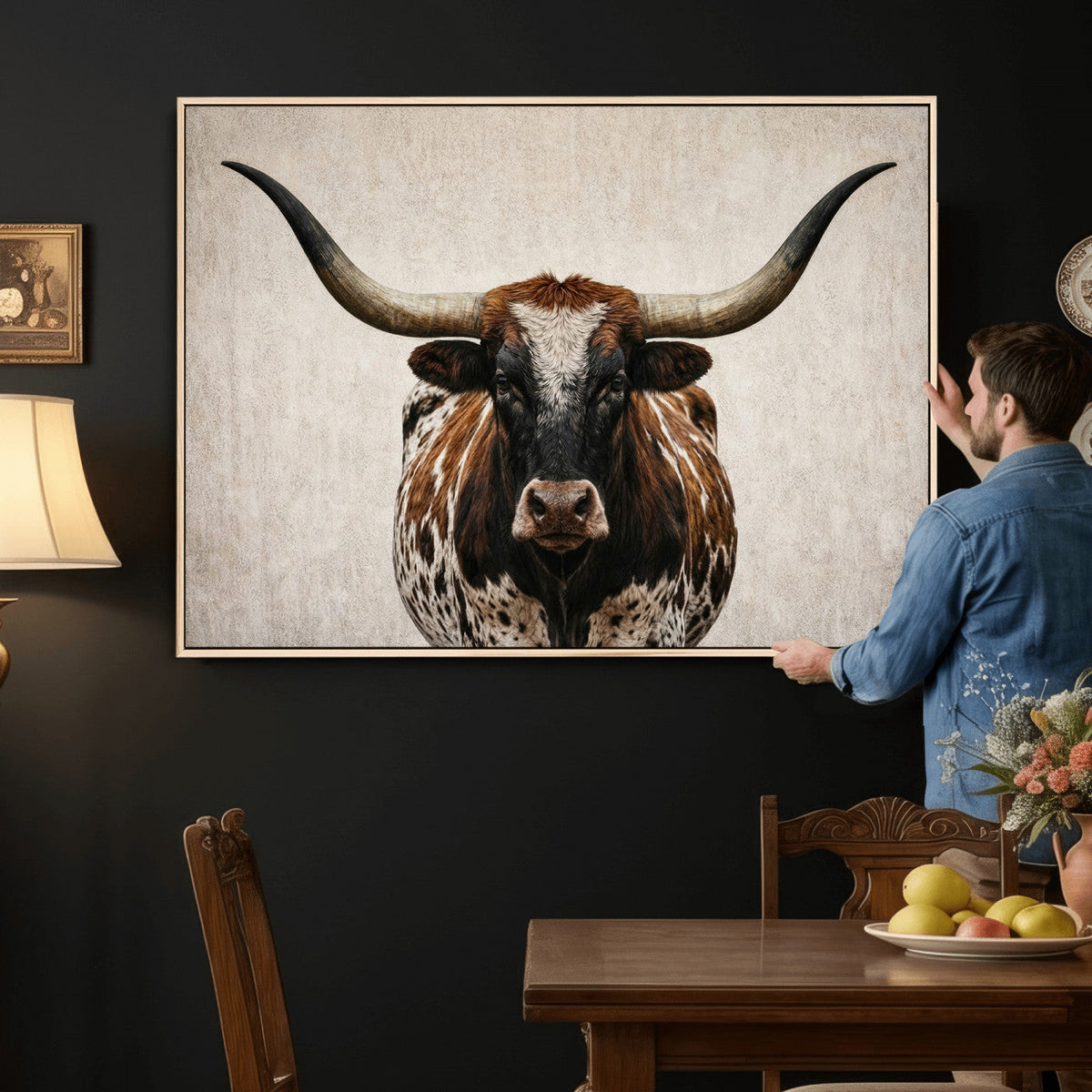 Texas Longhorn Canvas Wall Art Western Bull Desert Moody