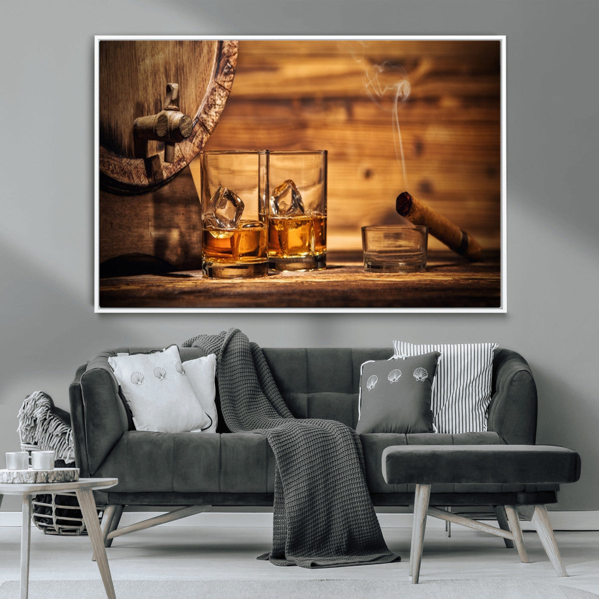 Rustic Whiskey and Barrel Canvas Print