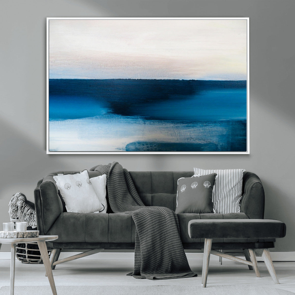 Dark Blue Abstract Wall Art Canvas Print