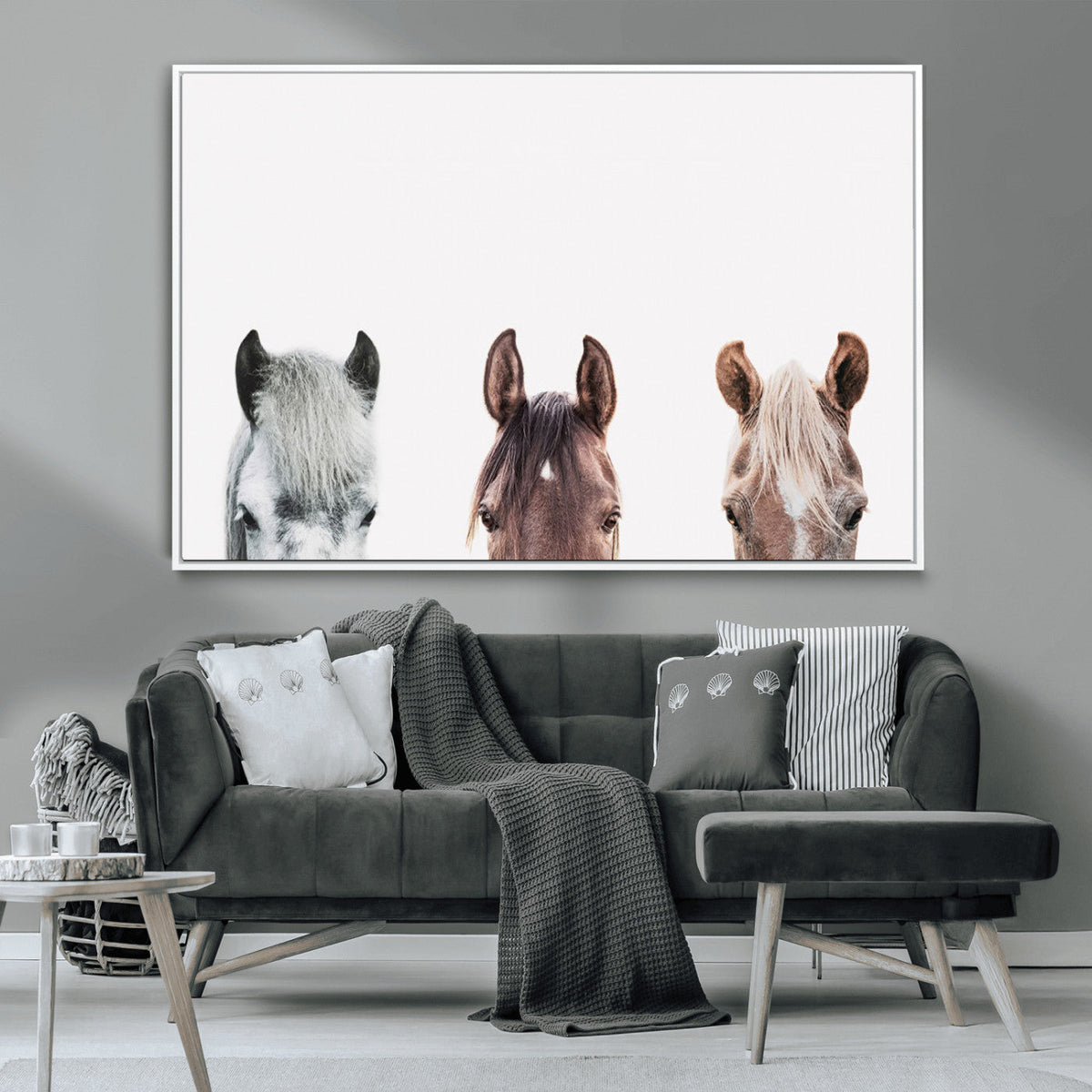 Horse Wall Art - Minimalist Horse Triptych Wall Art – Modern