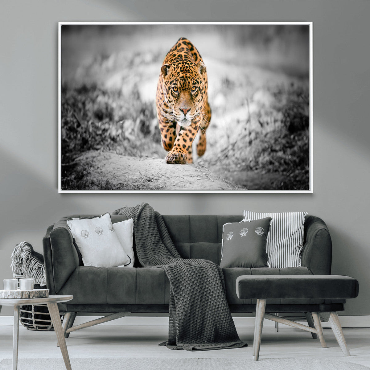 Jaguar Wall Art Canvas Print - Majestic Big Cat in Focused