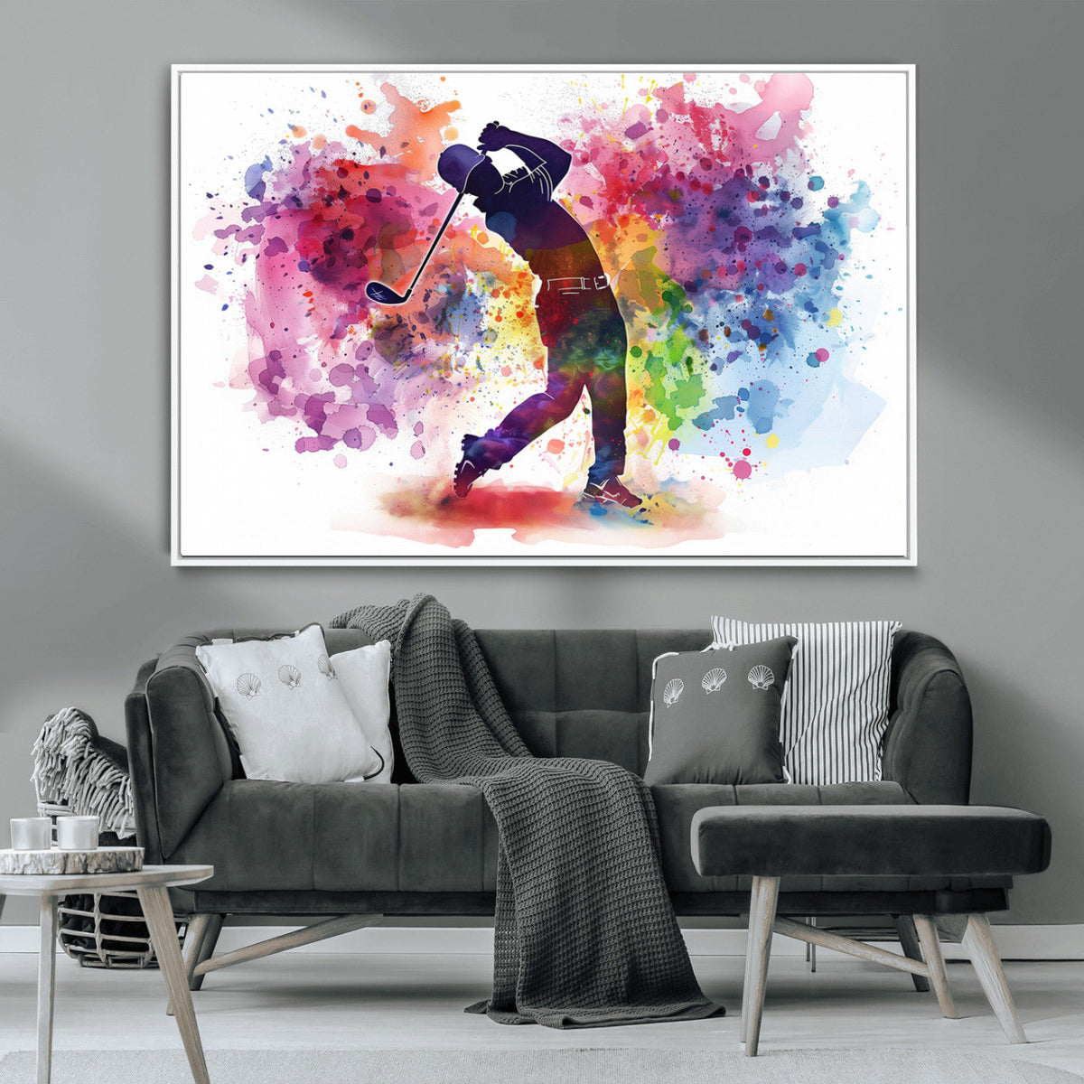 Colorful Golfer Swing Wall Art Canvas Print - Ready to Hang,