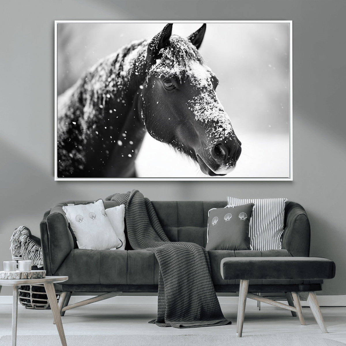 Horse Canvas Print - Winter Horse Snow Wall Art Canvas Print