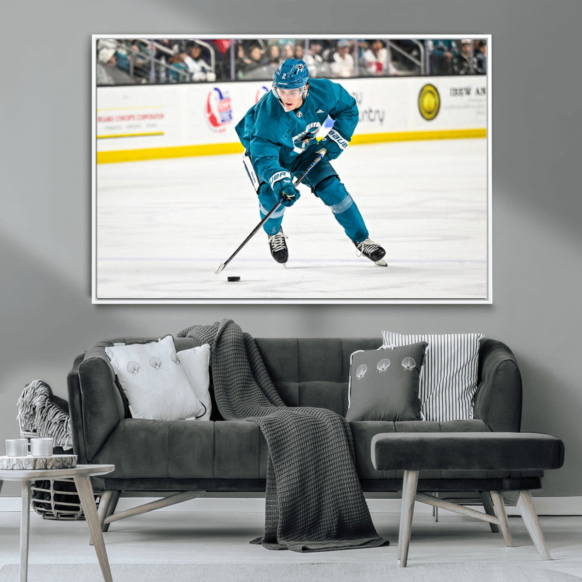 San Jose Sharks Ice Hockey Player Wall Art Canvas Print