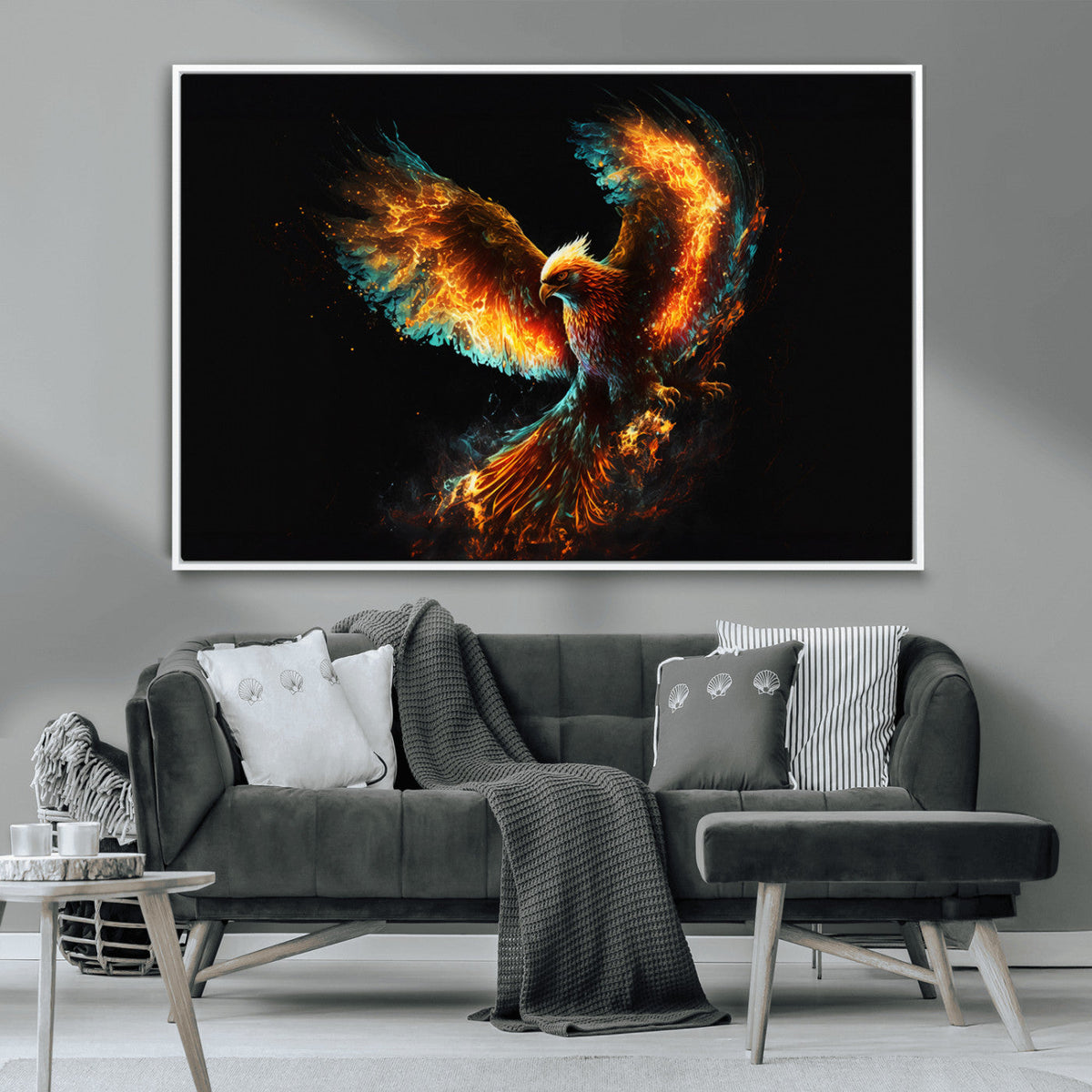 Fiery Phoenix Canvas Print | Ready to Hang Wall Art | Bold