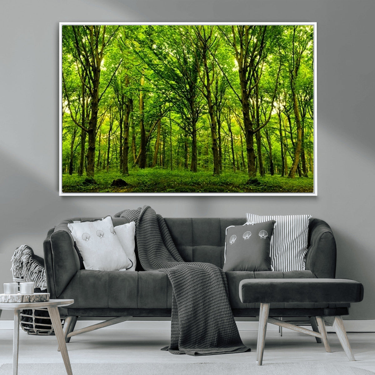 Lush Green Forest Canvas Print | 3-Panel Forest Wall Art |