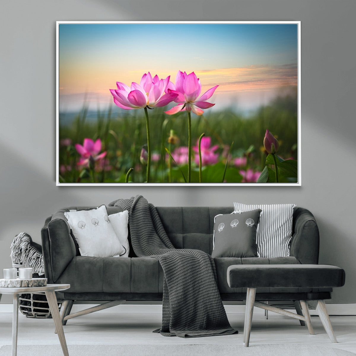 Pink Flower on the Mountain Canvas Print, Framed Pink Flower