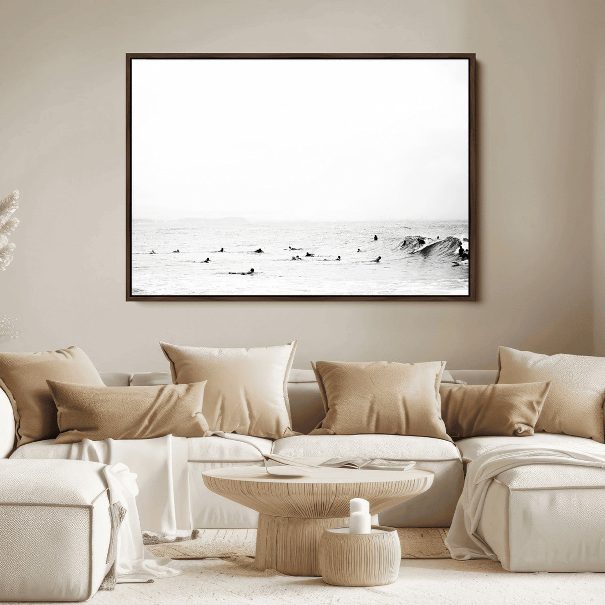 Monochrome Swimming Wall Art Canvas Print – Framed Ocean