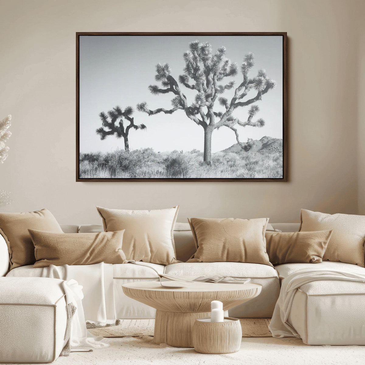 Joshua Tree Wall Art Canvas Print – Black and White Desert
