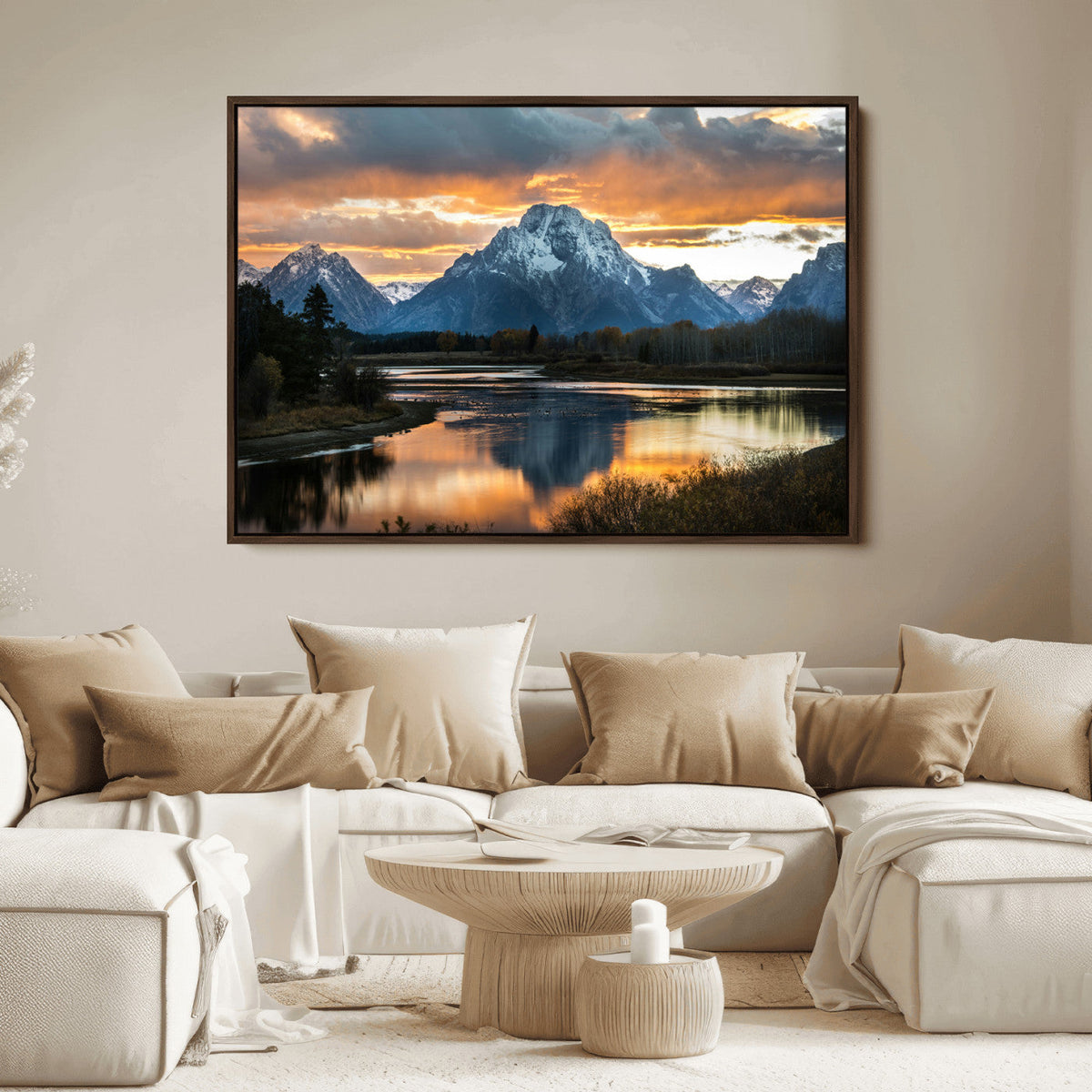 Mountain Sunset Wall Art Canvas Print – Framed Alpine