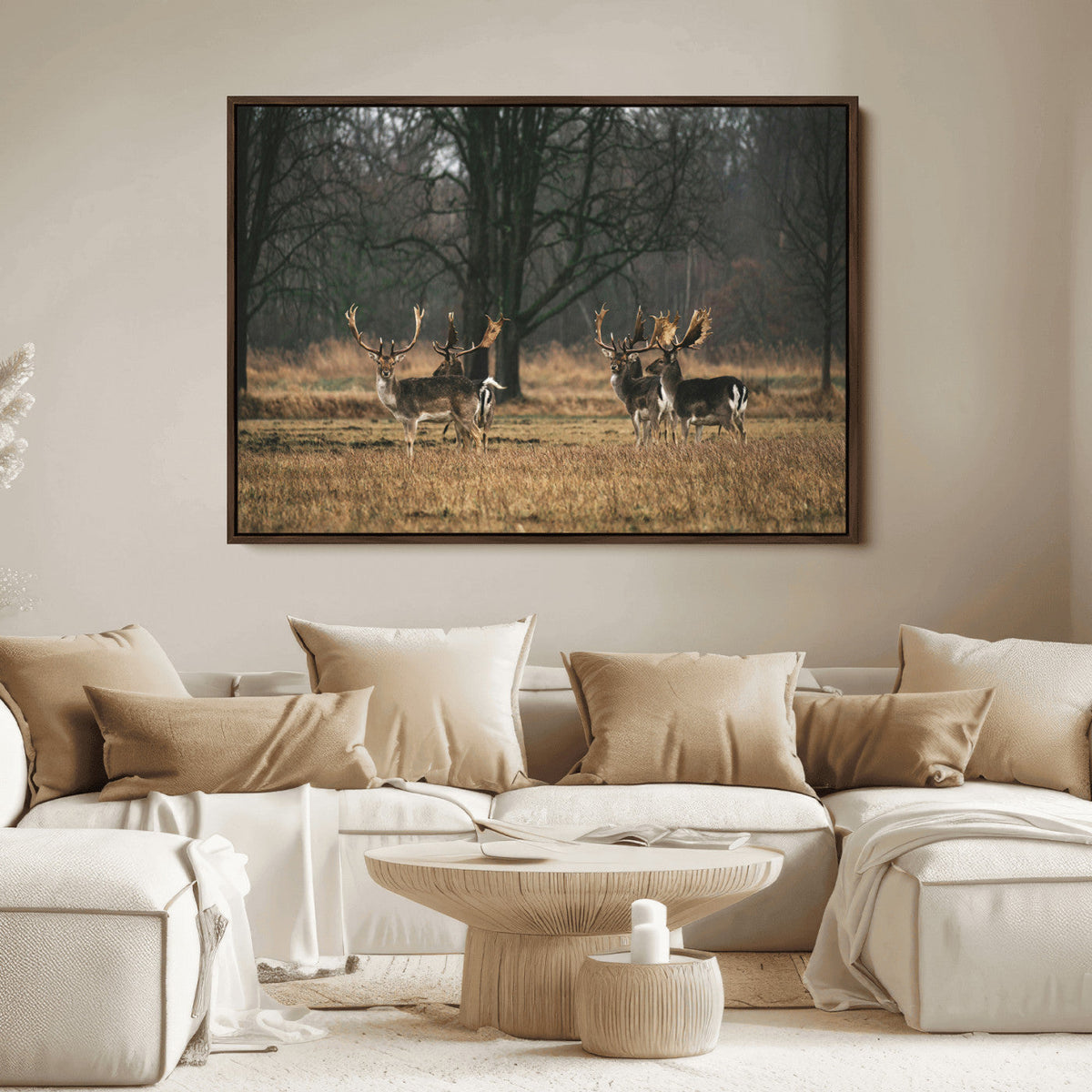 Deer Wall Art Canvas Print – Framed Rustic Wildlife Art