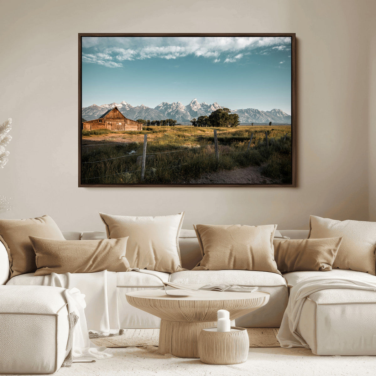 Rustic Farmhouse Wall Art Canvas Print – Framed Mountain