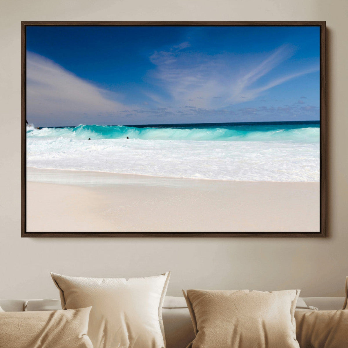 Ocean Breeze Wall Art Canvas Print, Aqua Waves and Coastal