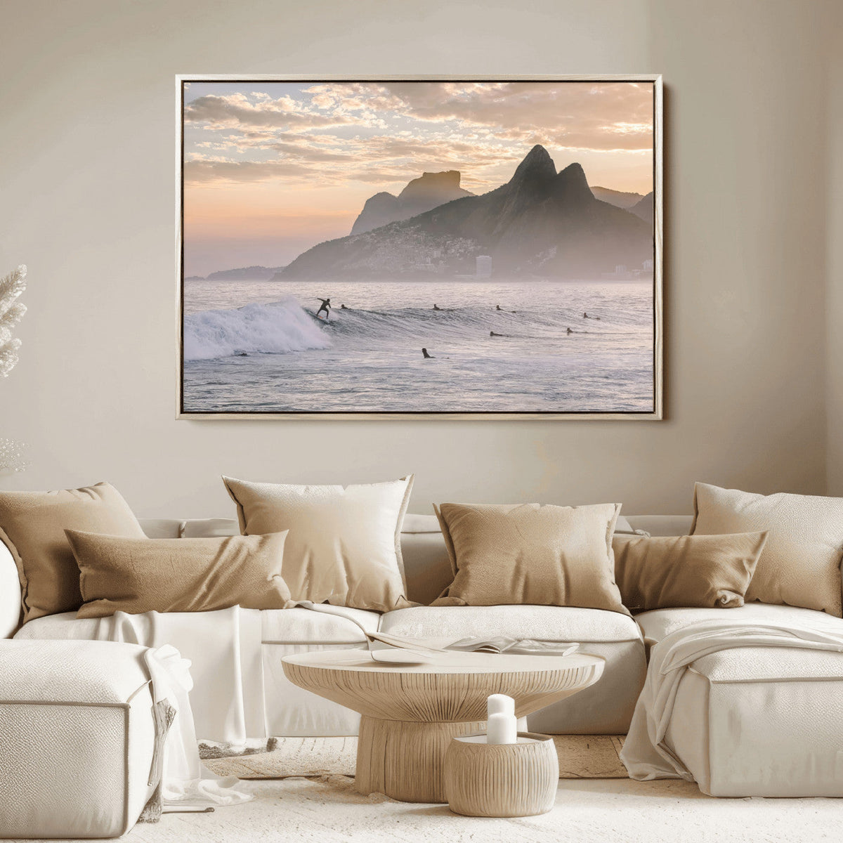 Sunset Surfing Wall Art Canvas Print – Framed Misty