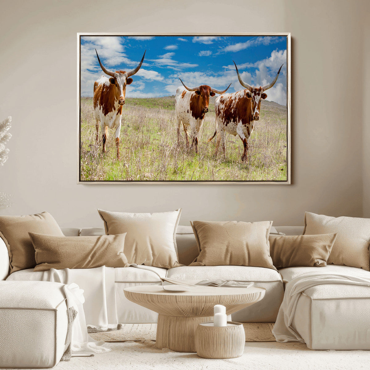 Texas Longhorn Wall Art Canvas Print – Framed Western Decor