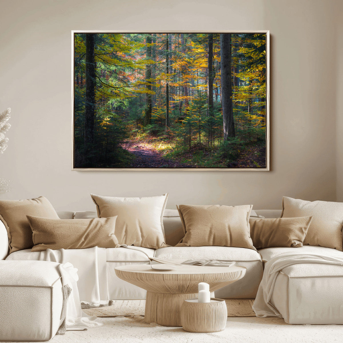 Autumn Forest Wall Art Canvas Print – Framed Fall Woodland