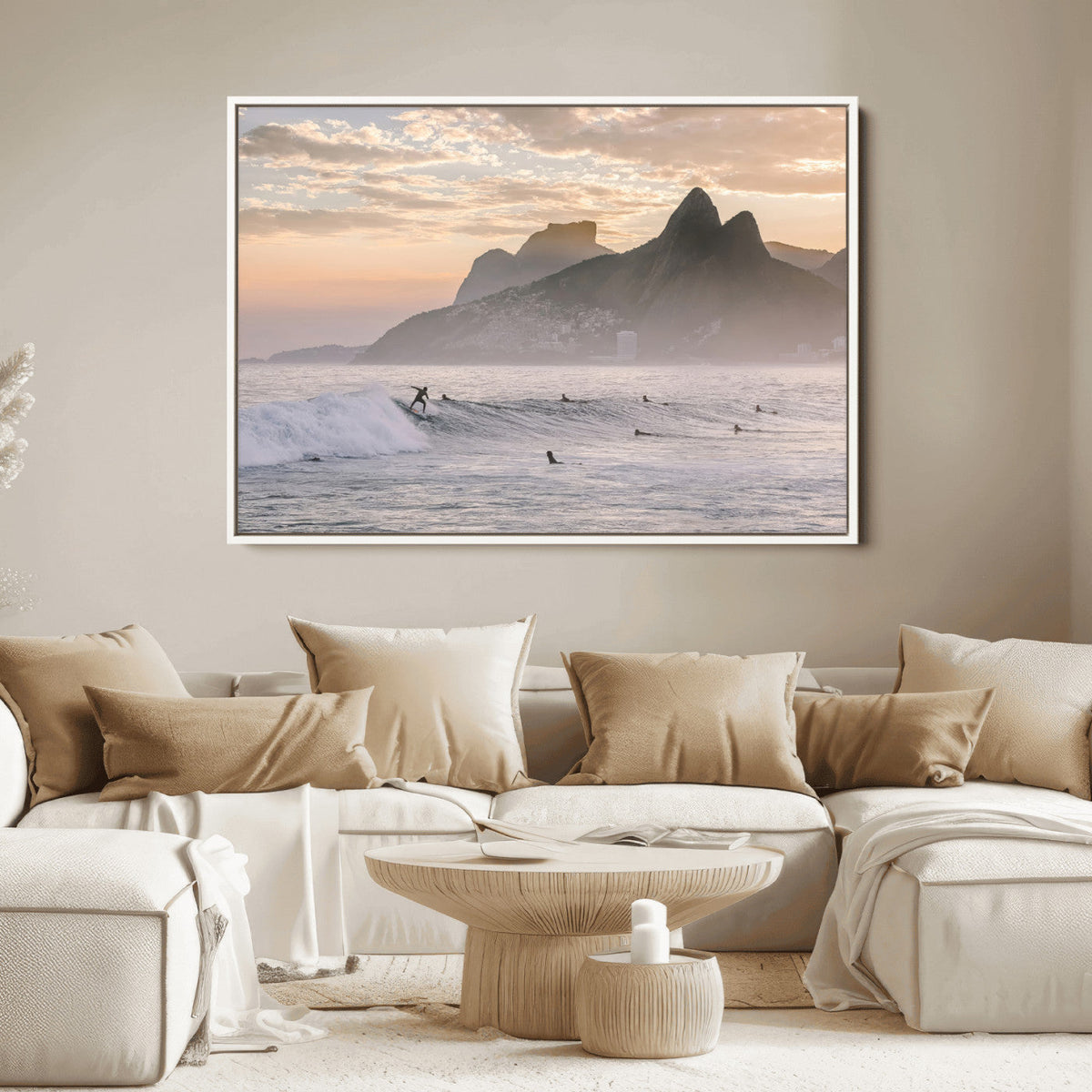 Sunset Surfing Wall Art Canvas Print – Framed Misty