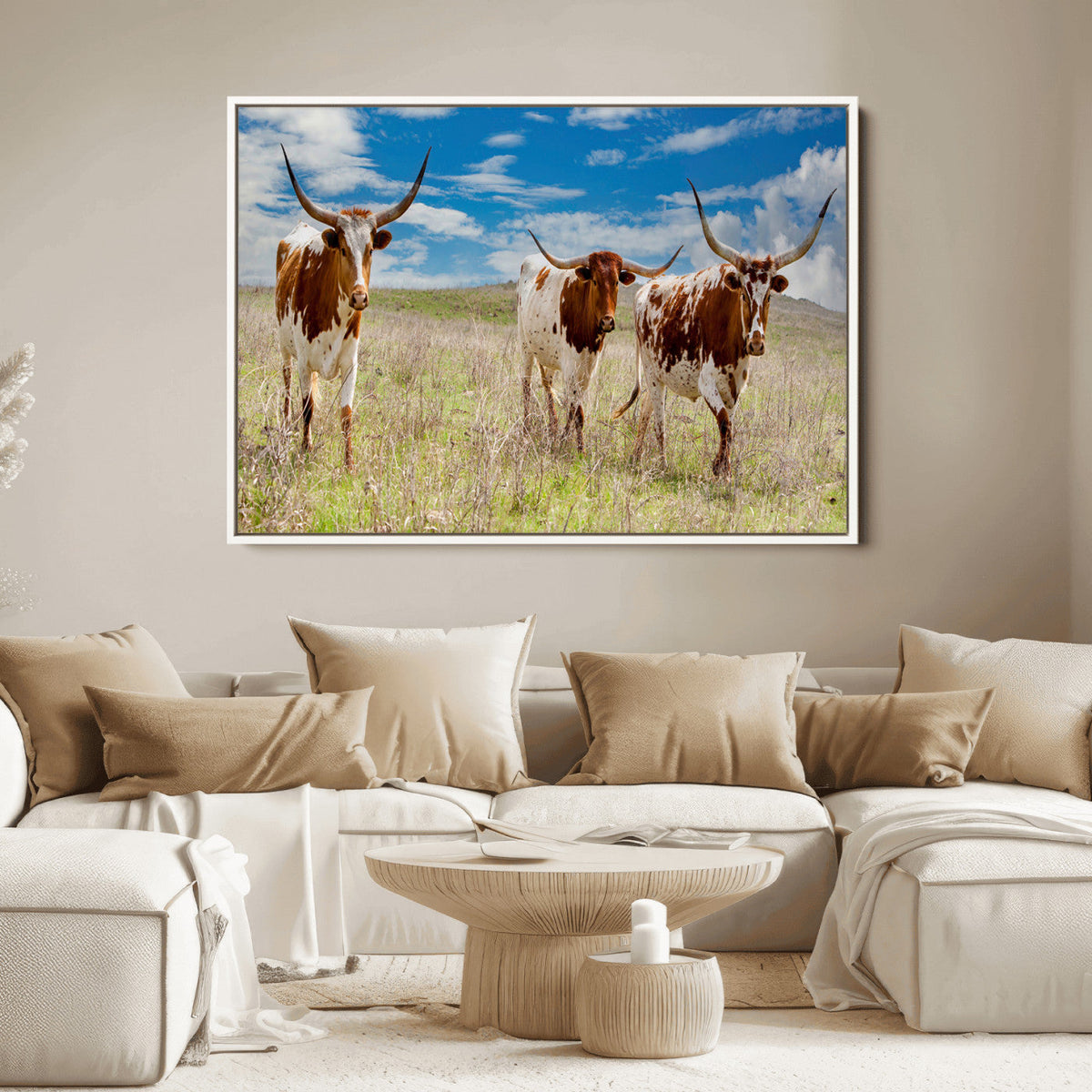 Texas Longhorn Wall Art Canvas Print – Framed Western Decor