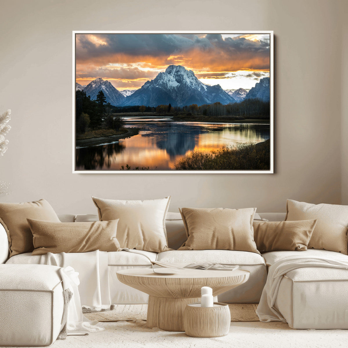 Mountain Sunset Wall Art Canvas Print – Framed Alpine