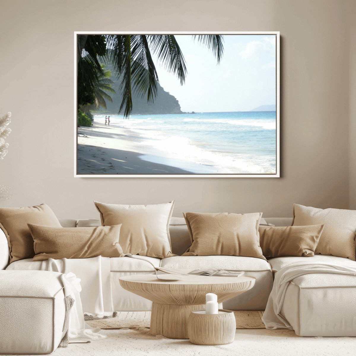Tropical Beach Wall Art Canvas Print – Framed Serene Ocean