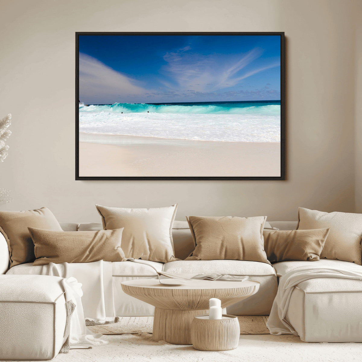 Ocean Breeze Wall Art Canvas Print, Aqua Waves and Coastal