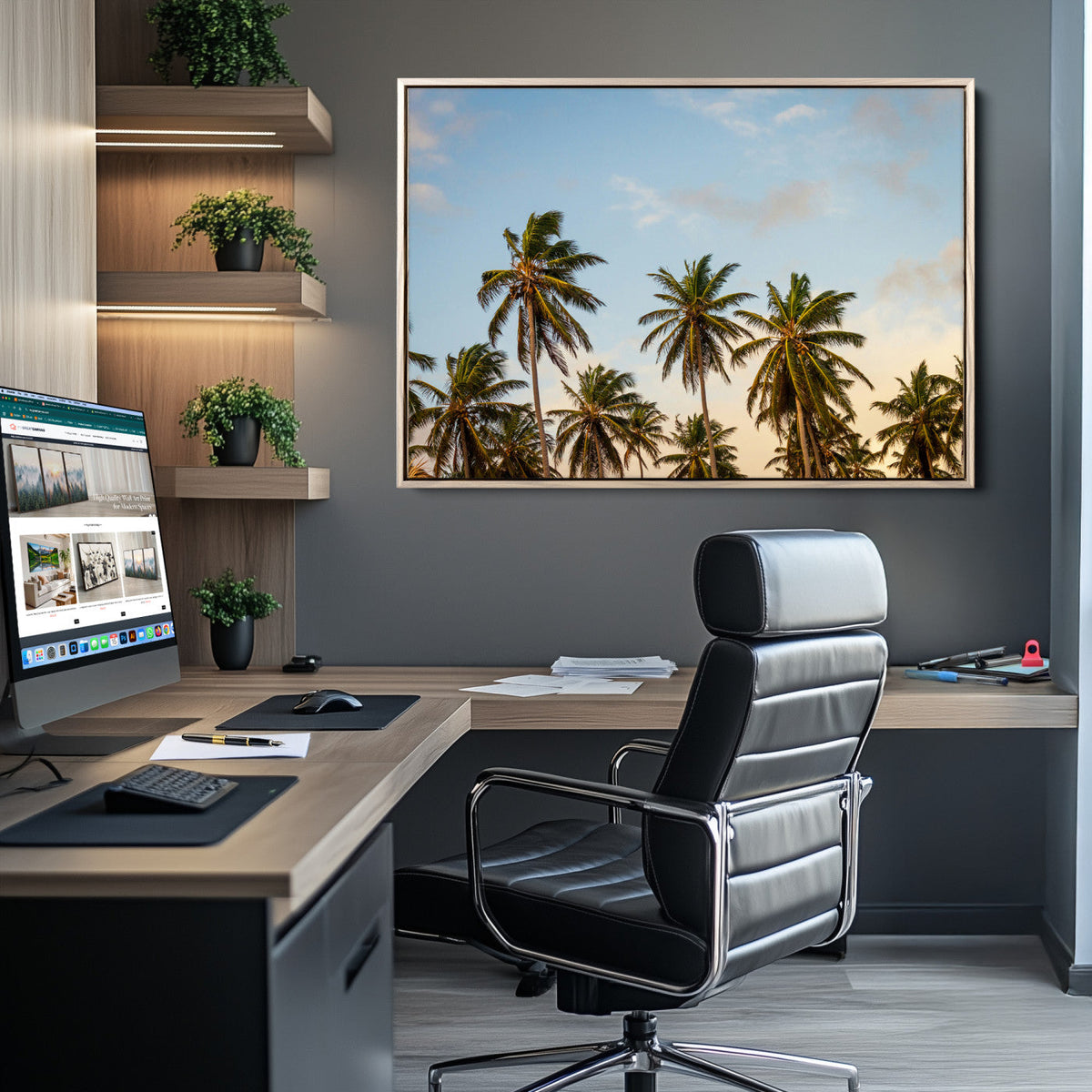 Palm Trees Wall Art Canvas Print – Framed Tropical Vibes Art