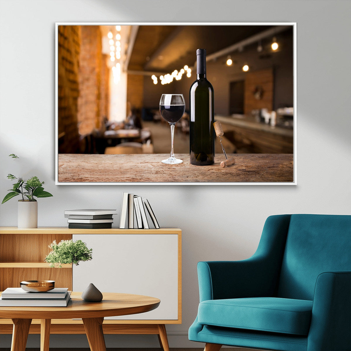 Wine and Bottle Wall Art Canvas Print