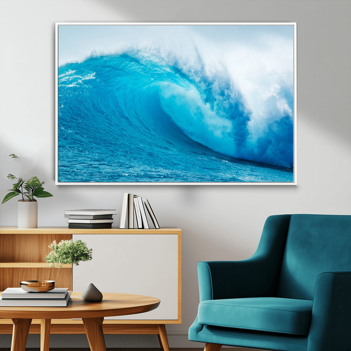 Big Ocean Surfing Wave Wall Art Canvas Print