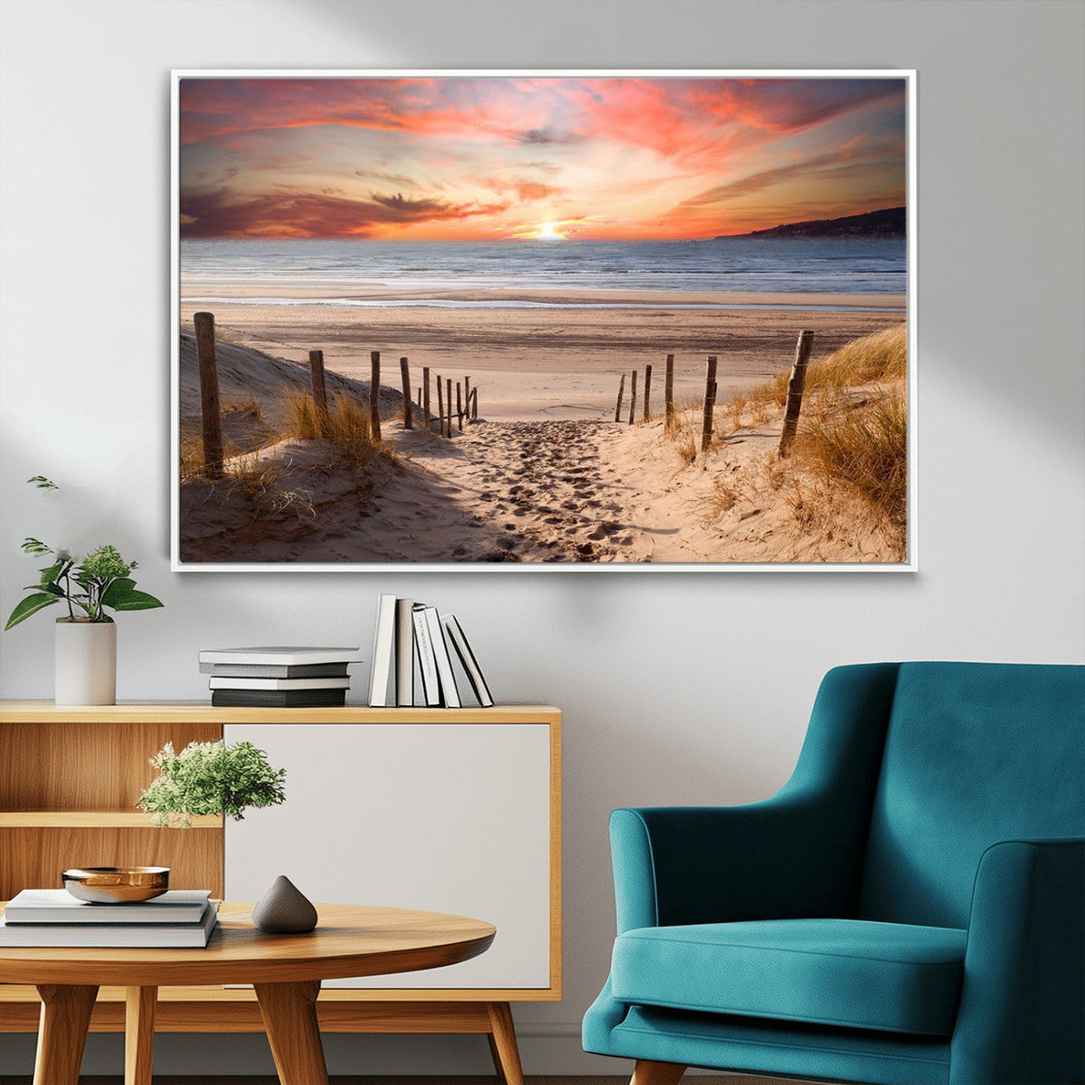 Sunset on the Sea Wall Art Canvas Print