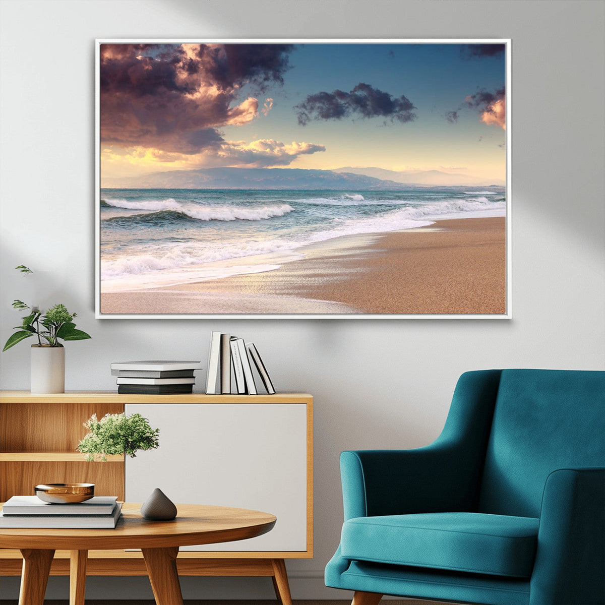 Cloudy Weather Beach Sunset Canvas Print | Sunrise Wall Art