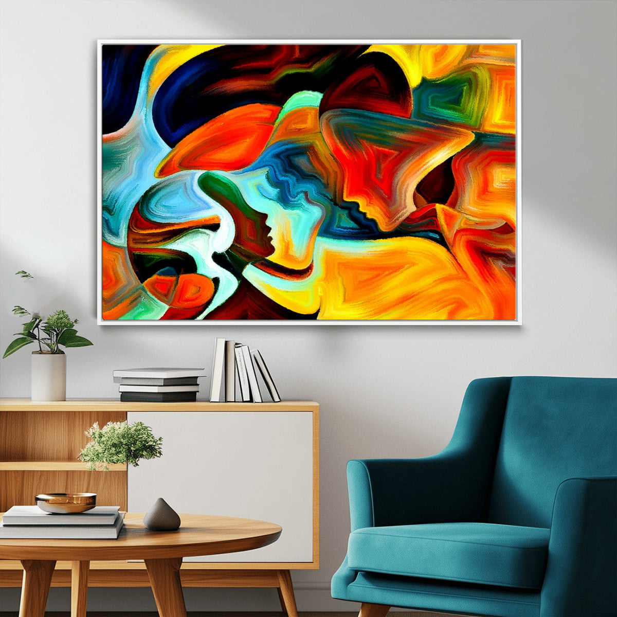 Human Love Figures Abstract Wall Art Canvas Print