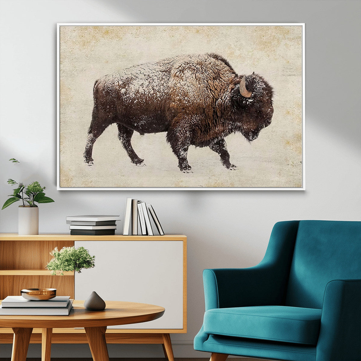Buffalo Wall Art, Western Bison Canvas Print, Rustic Buffalo