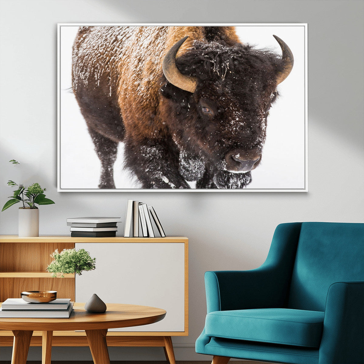 Bison Wall Art Canvas Print For Farmhouse, Wild Animal Wall