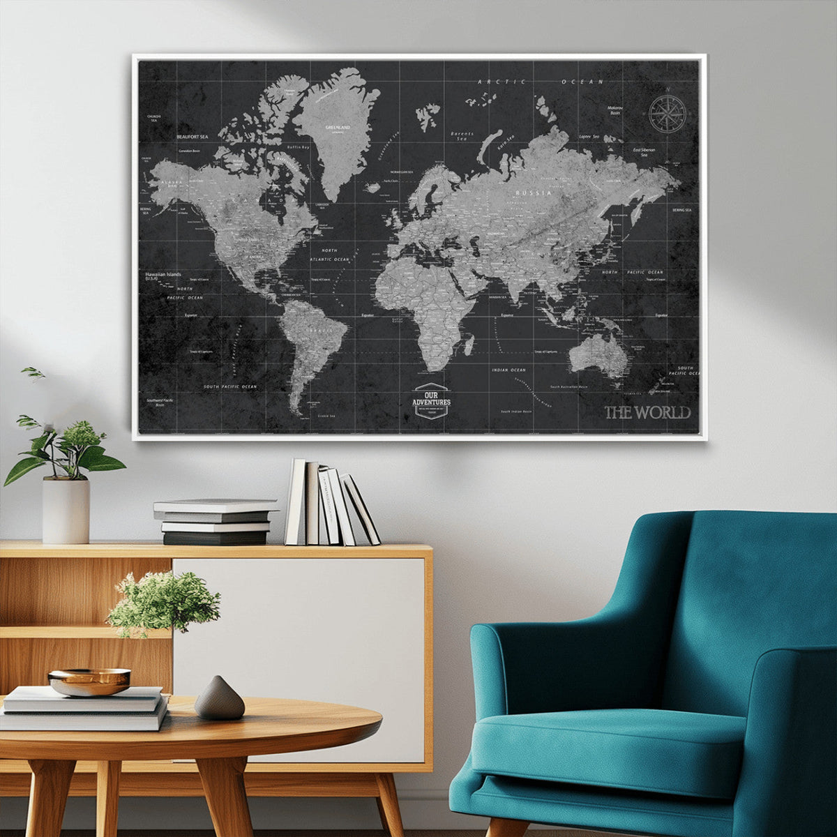 World Map Canvas Print – Detailed Map of the World Wall Art