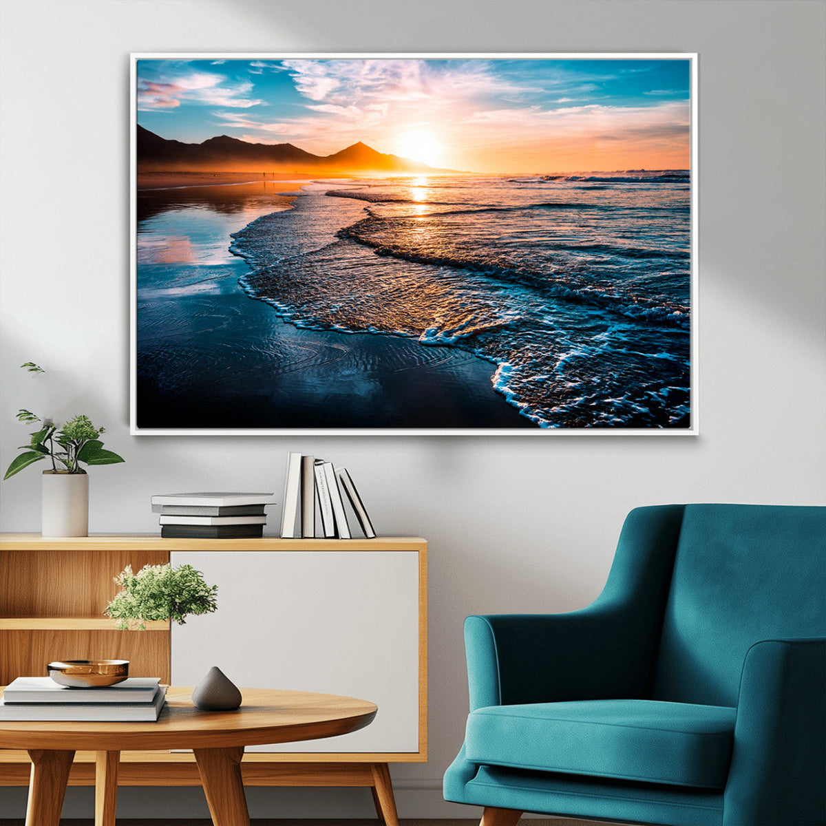 Sunset Beach Ocean Canvas Wall Art – Tranquil Ocean