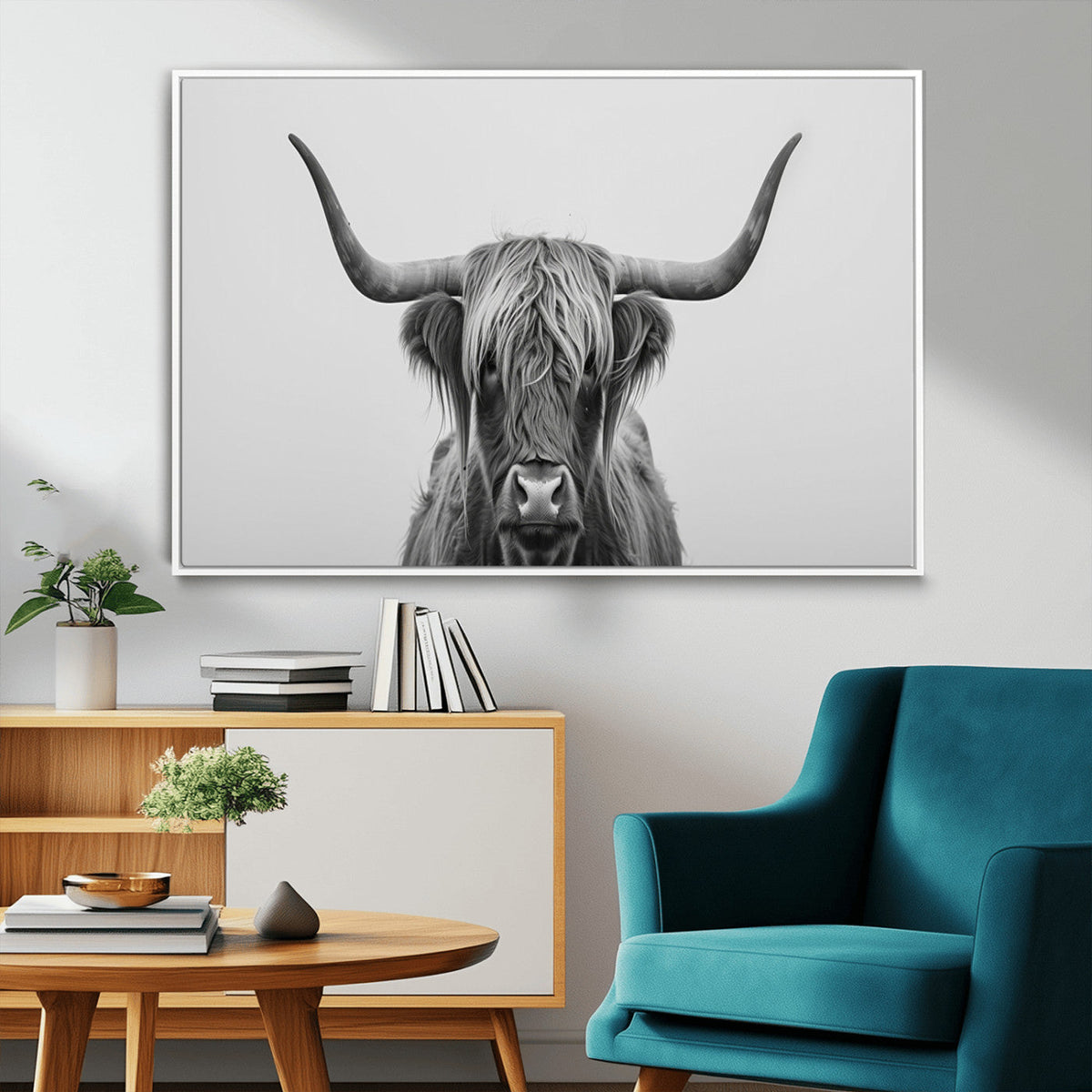 Farmhouse Longhorn Wall Art Canvas Print, Longhorn Texas