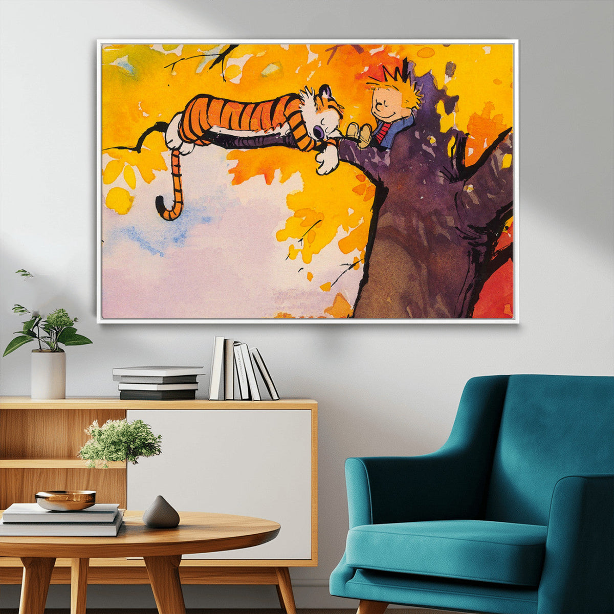 Calvin and Hobbes Tree Scene Canvas Print | 3 Panel Large