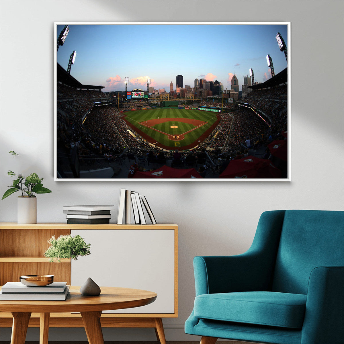 PNC Park Evening Game Triple Canvas Wall Art - Pittsburgh