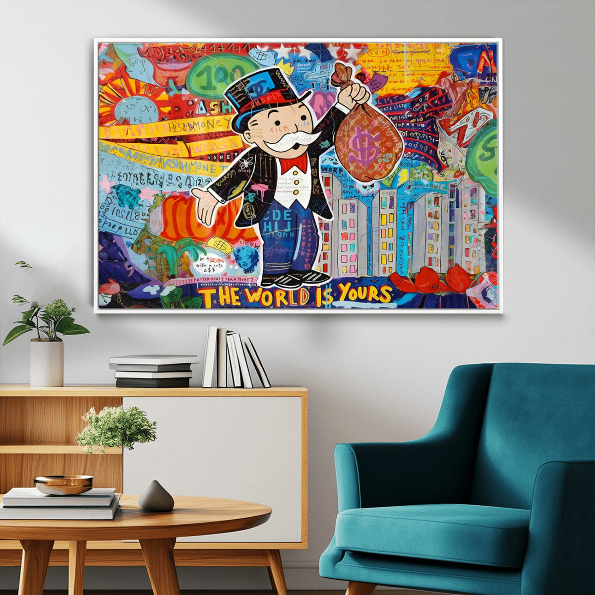Pop Art Monopoly Man Canvas Wall Art Print - Bold and