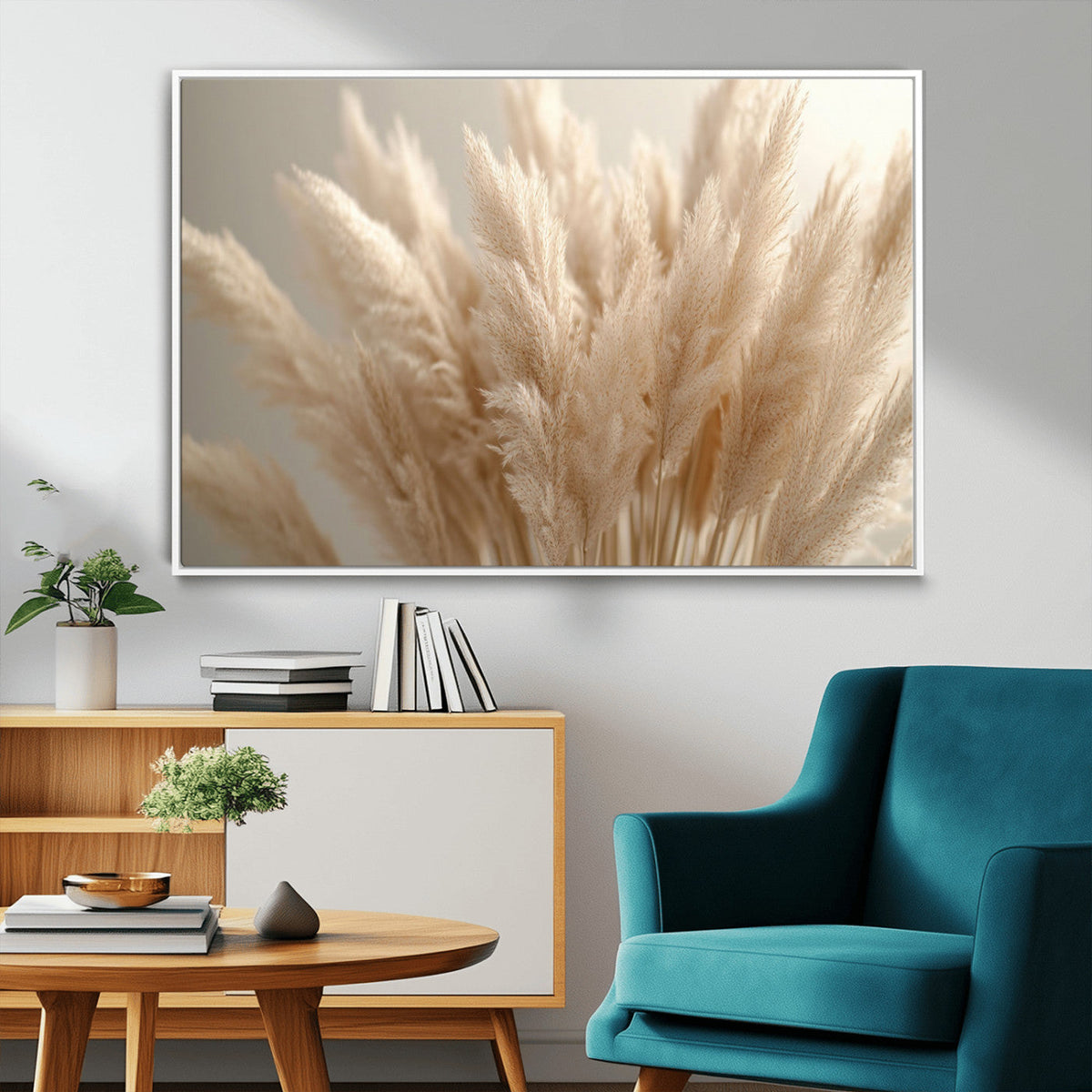 Pampas Grass Canvas Wall Art - Elegant Neutral Decor for