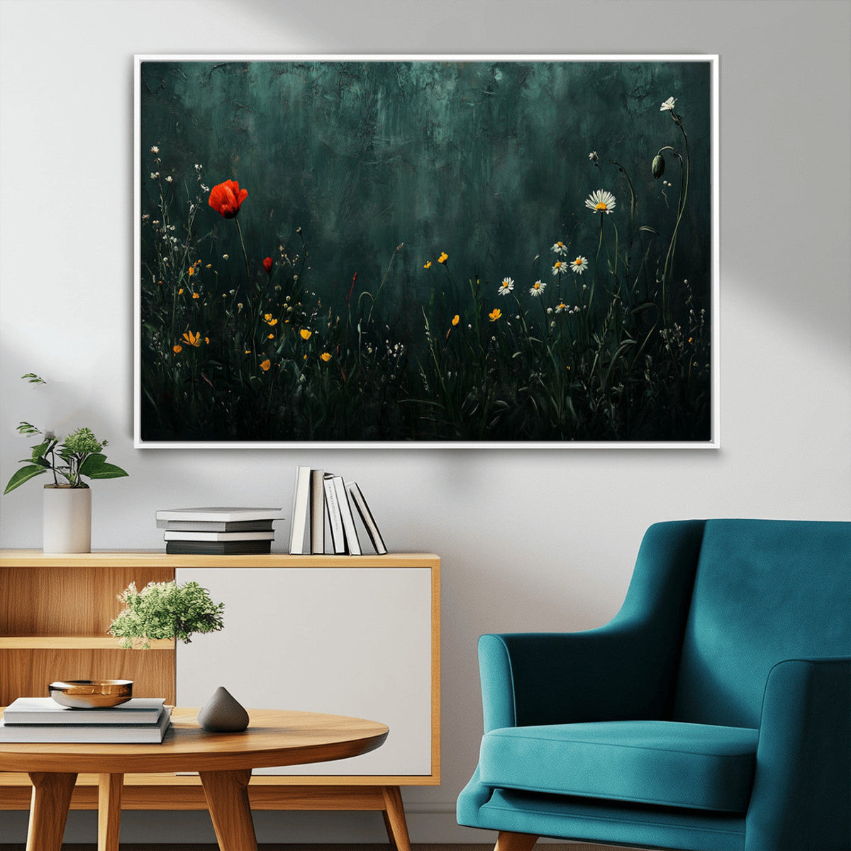 Wildflower Field Framed Wall Art, Vintage Botanical