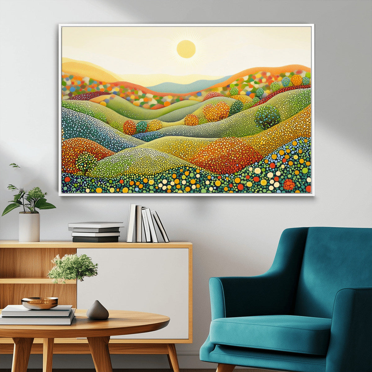 YAYOI KUSAMA Wall Art - Colorful Dot Art Landscape Canvas,