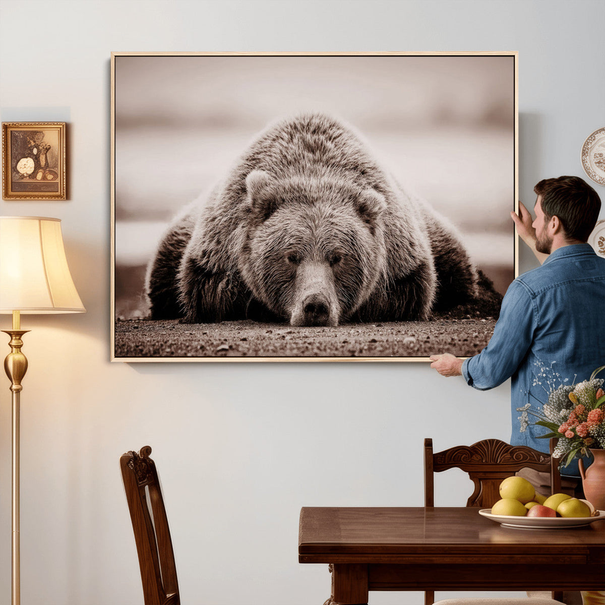 Grizzly Bear Wall Art Print - Bear Canvas Wall Art - Rustic