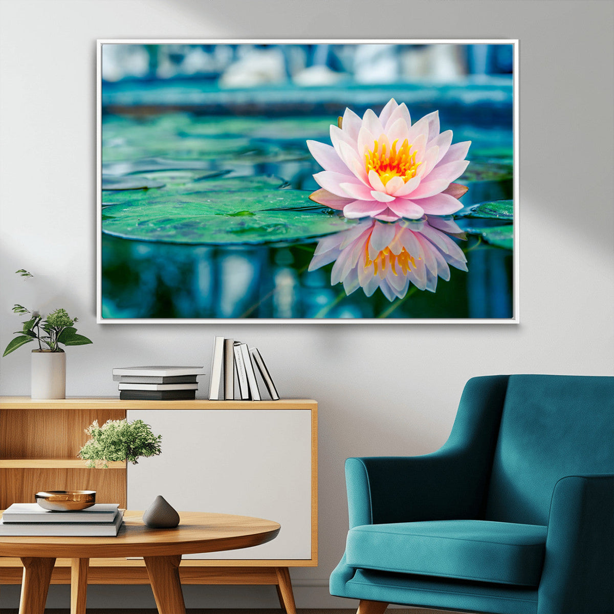 Lotus Flower Wall Art Canvas Print, Water Lily Large Wall