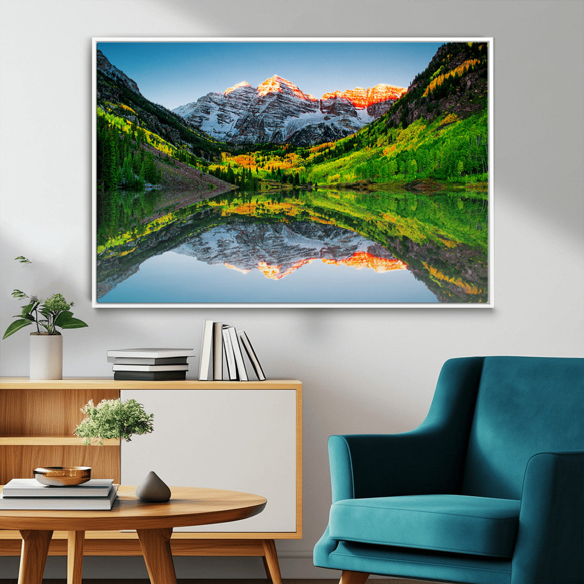 Maroon Bells Lake Wall Art Canvas Print – Framed Majestic