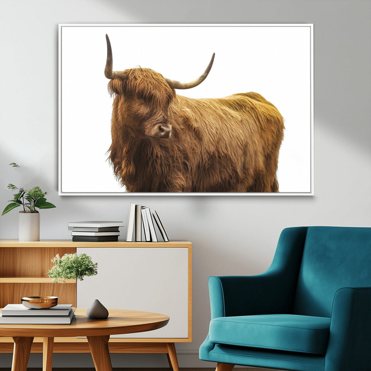 Highland Cow Wall Art Canvas Print – Framed Farmhouse Rustic