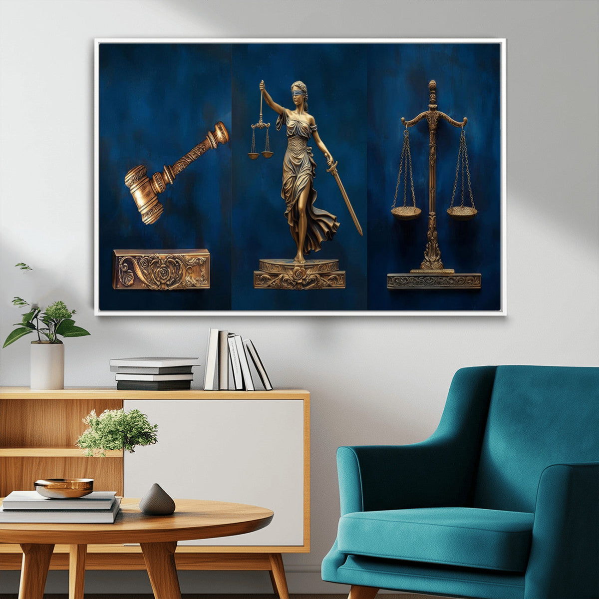 Lady Justice Wall Art Canvas Print – Elegant Gold Legal
