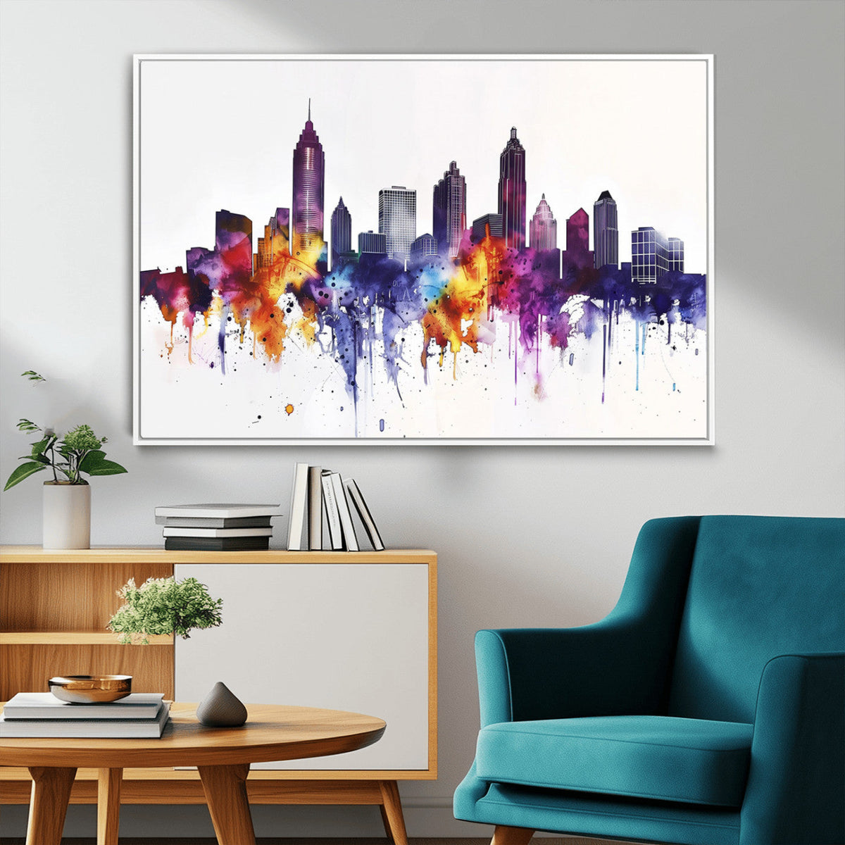 Atlanta Skyline Wall Art Canvas Print – Framed Colorful
